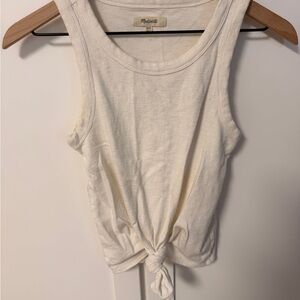 Madewell Cream Knot-Front Tank Top